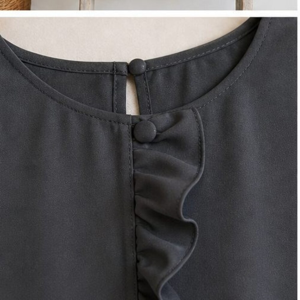 Charcoal Button Blouse - Picture 4 of 6